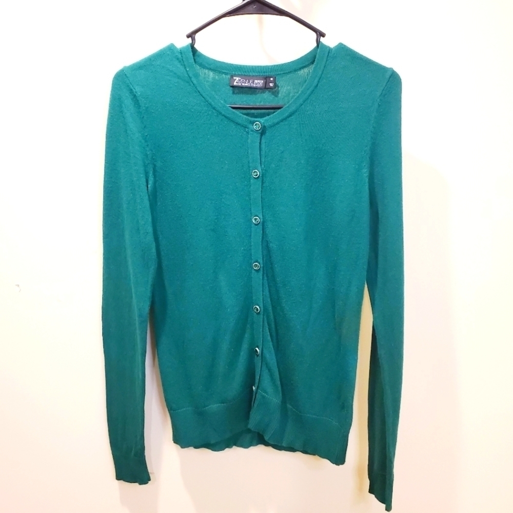 7th AVENUE NEW YORK  green button front cardigan size XS